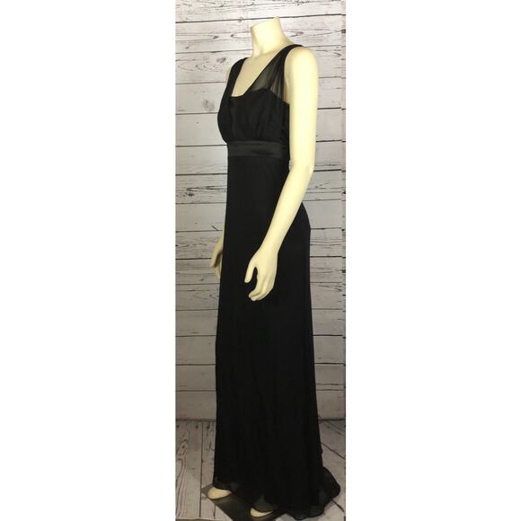 Dessy Collection lux chiffon black dress, V-neck on the front & back size 6 - Picture 8 of 12